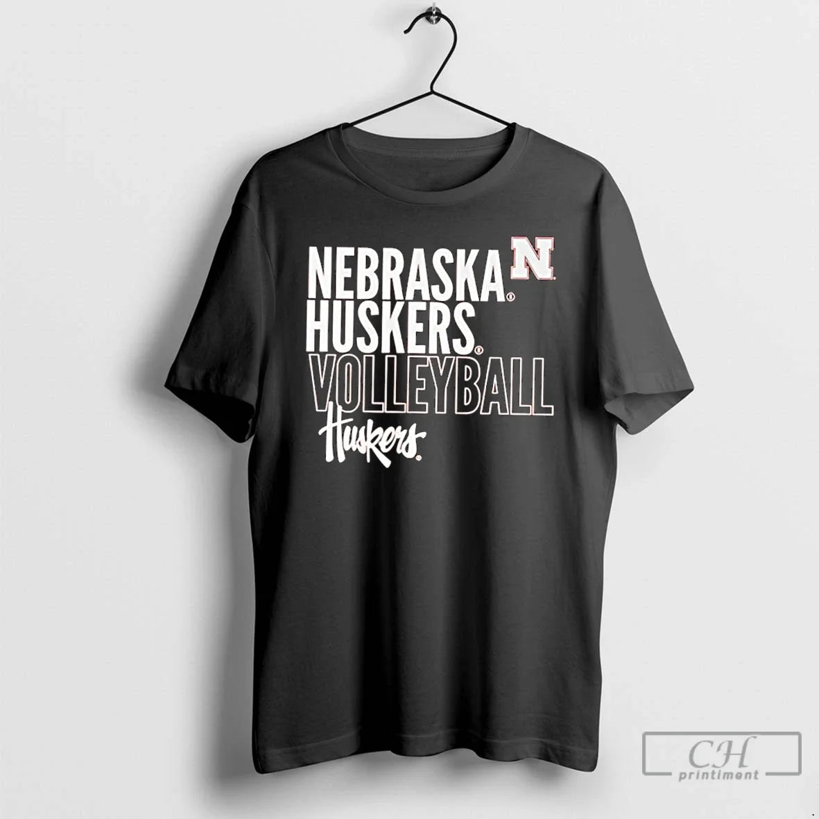 Classic Nebraska Cornhuskers Volleyball Text Logo Overlay