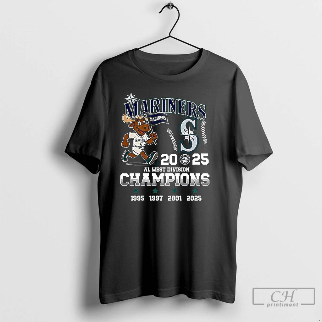 Classic Seattle Mariners Al West Division Champions 2025 Mascot T Shirts