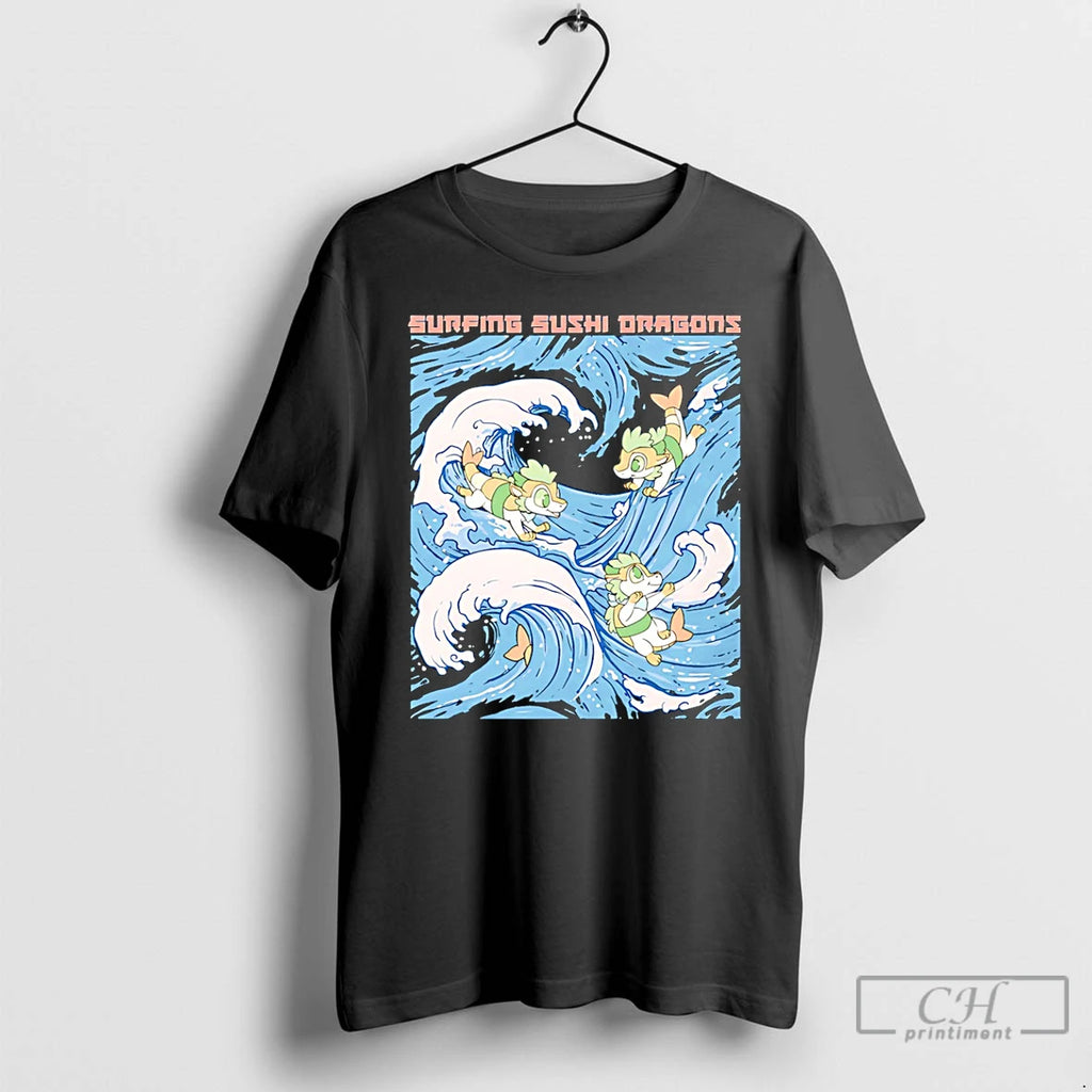 Classic Surfing Sushi Dragons T Shirts