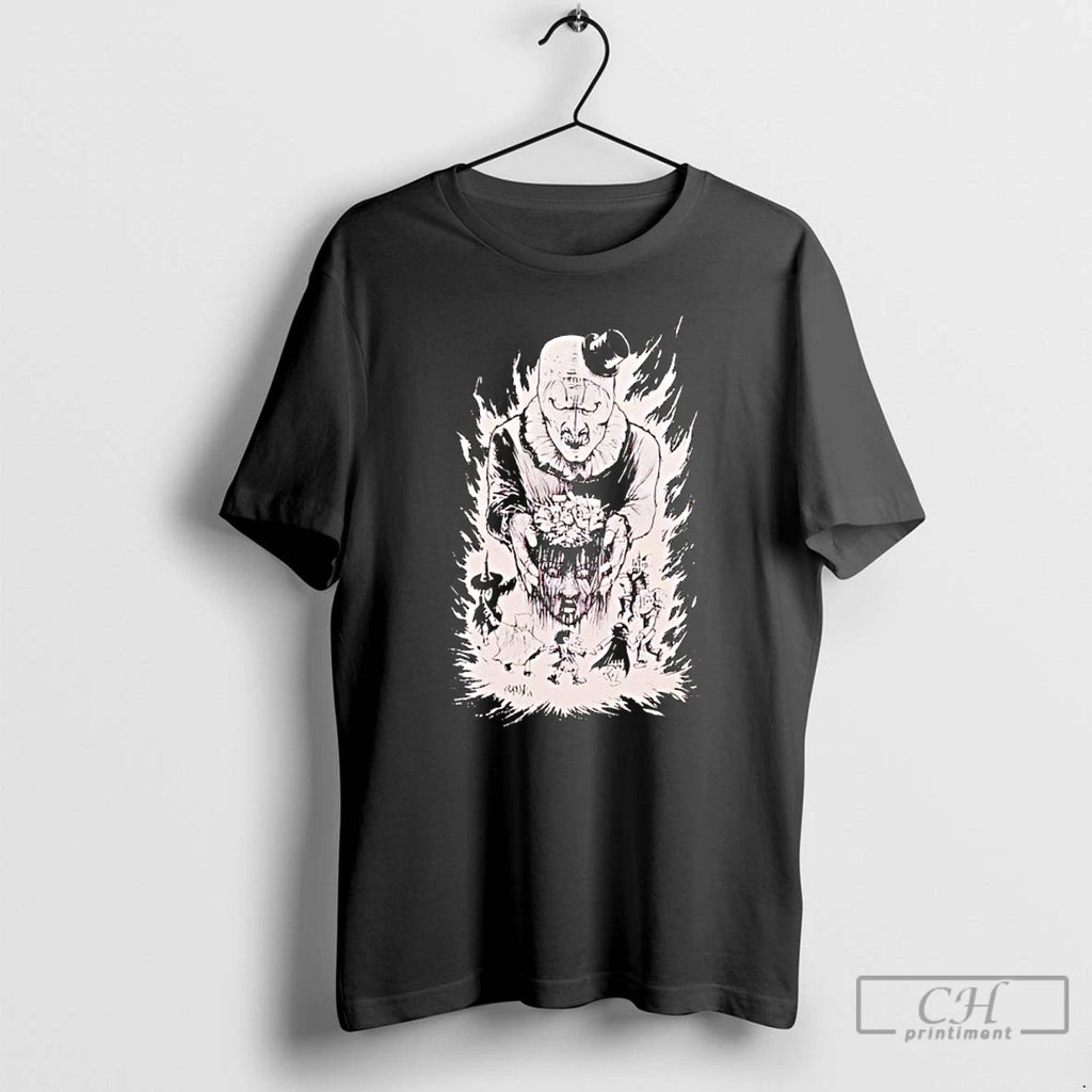 Classic Terrifier Art The Clown Candy Head T Shirts
