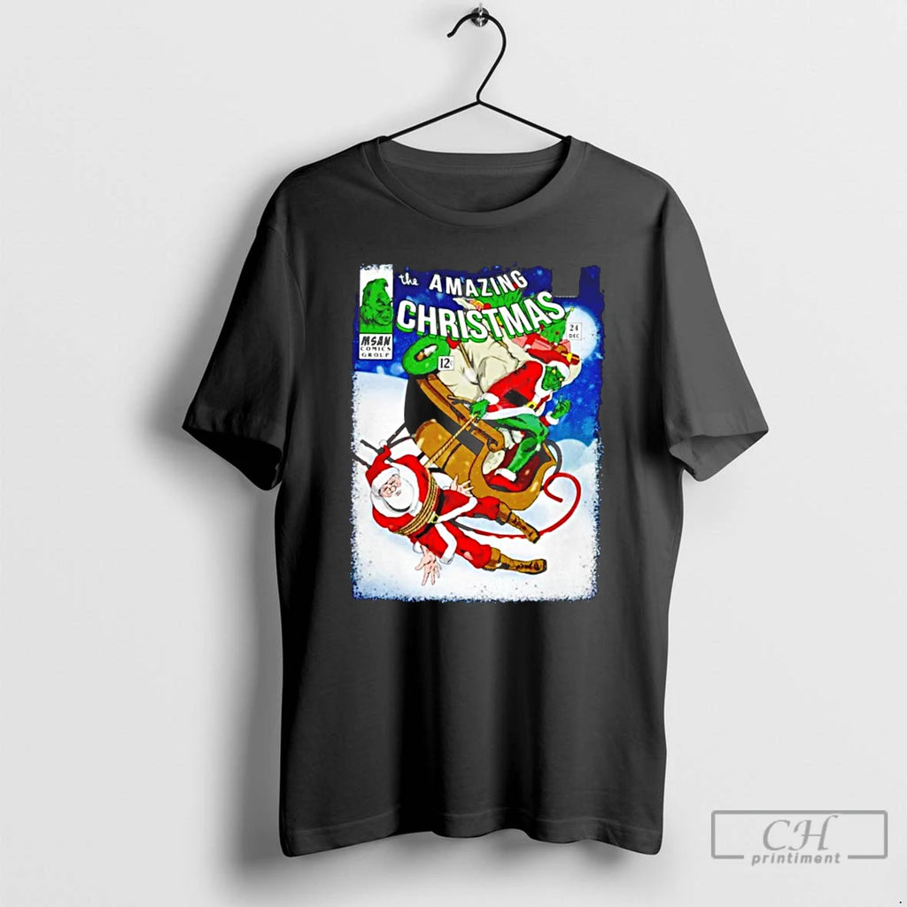 Classic The Grinch And Santa Claus The Amazing Christmas Comic T Shirts
