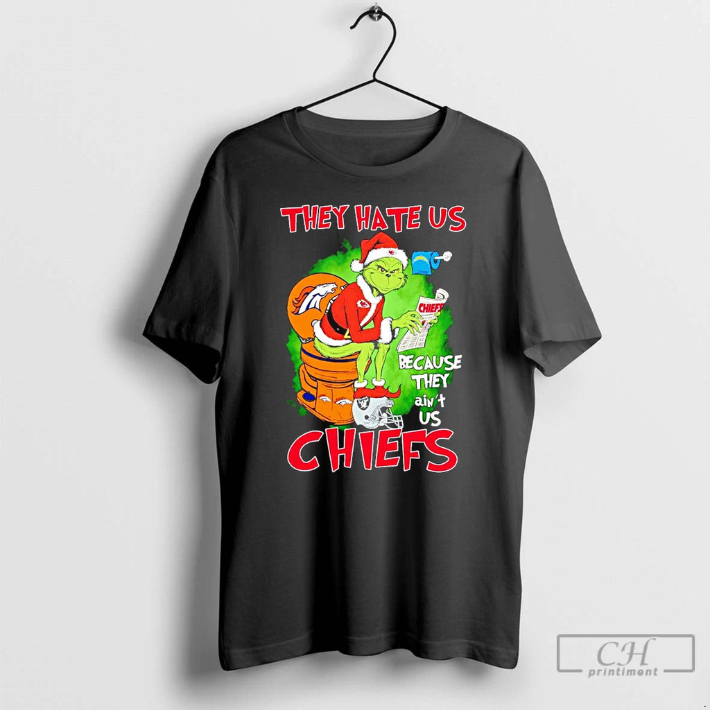 Classic The Grinch Sitting On A Toilet Wearing A Kansas City Chiefs They Hate Us