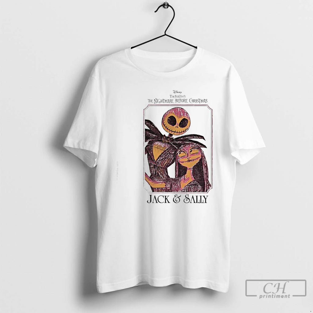 Classic The Nightmare Before Christmas Jack Sally Pink T Shirts