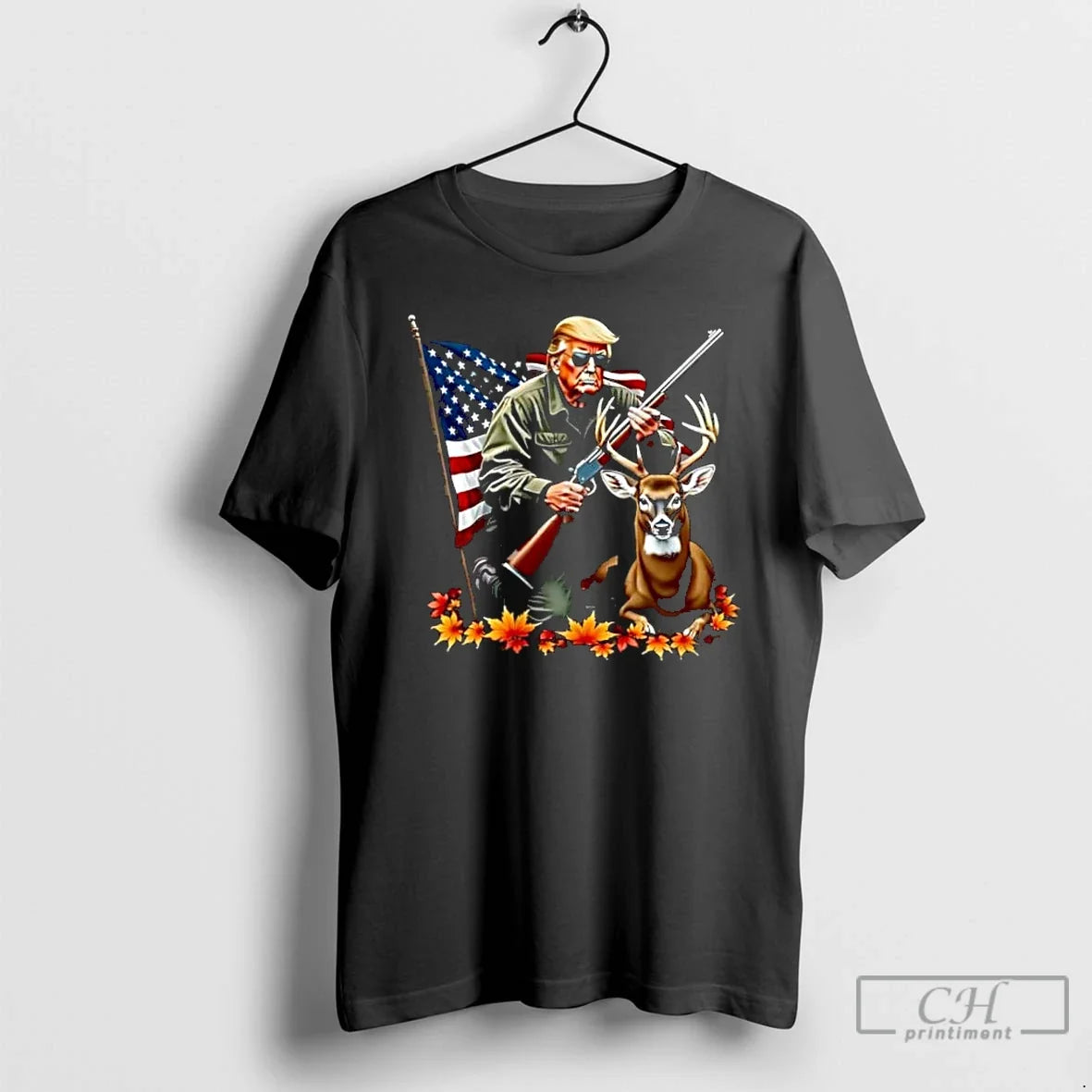 Classic Trump Hunting Deer American Flag