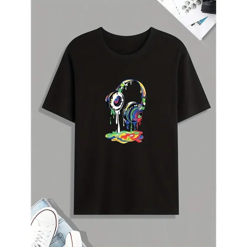 Colorful Painted Print Perfect Summer Spring Fall Menswear Top T-Shirts