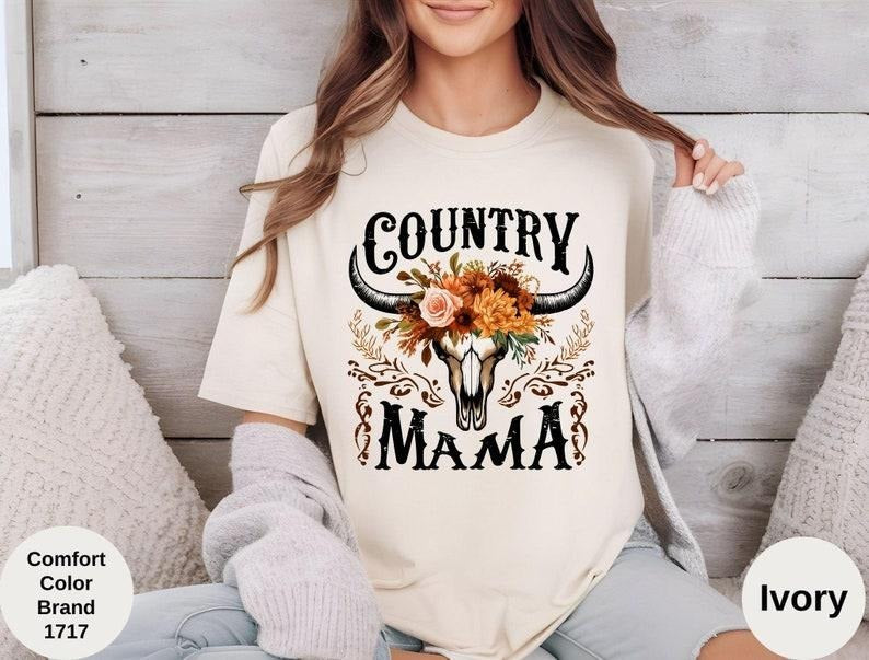 Comfort Colors Country Mama Shirt Floral Western Mama Rodeo Mama Funny Mama Floral Country Mom Shirt T-Shirts