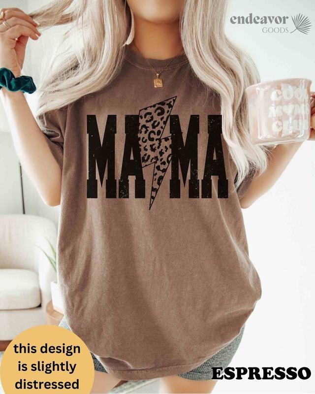Comfort Colors Mama Lightning Bolt Shirt 90s Retro Mama Shirt Varsity Mama Shirt Retro Mama Shirt Leopard Print Retro Mom T-Shirts