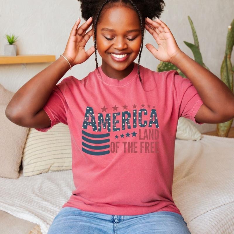 Comfort Colors America Land Free Short Sleeve Casual Cotton T-Shirts