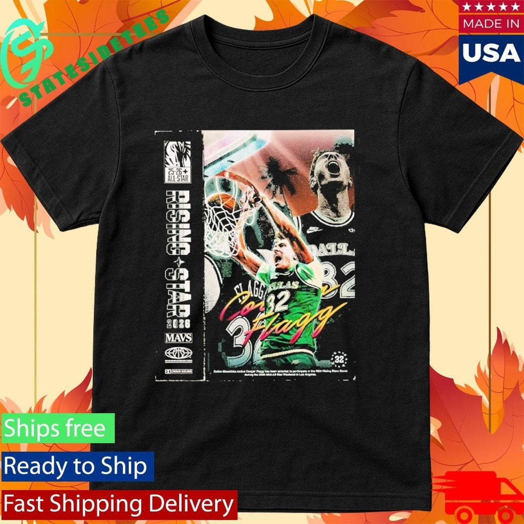 Cooper Flagg Rising Stars 2026 Dallas Mavericks Action Dunk Poster Unisex , , , Long Sleeve Tee