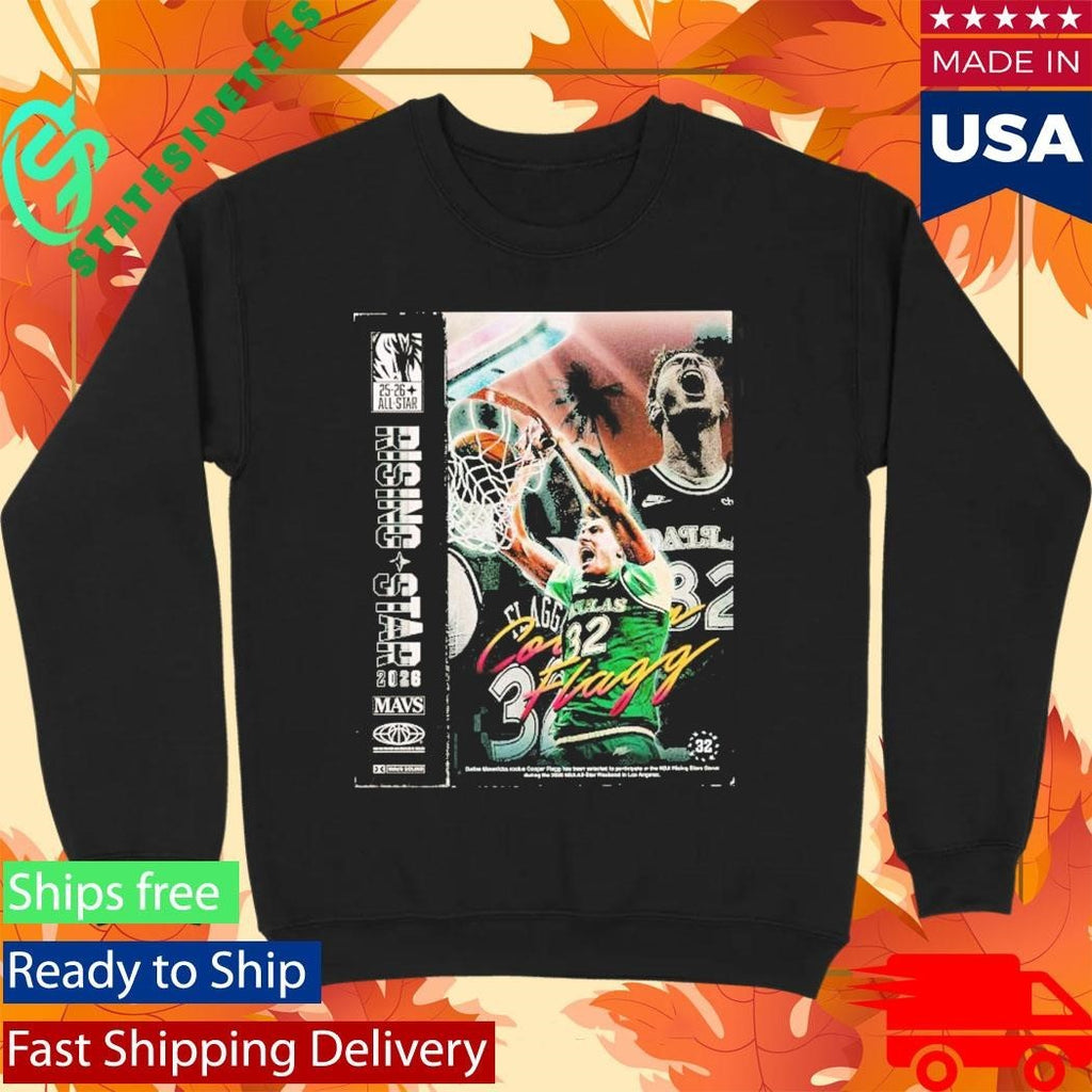 Cooper Flagg Rising Stars 2026 Dallas Mavericks Action Dunk Poster Unisex , , , Long Sleeve Tee