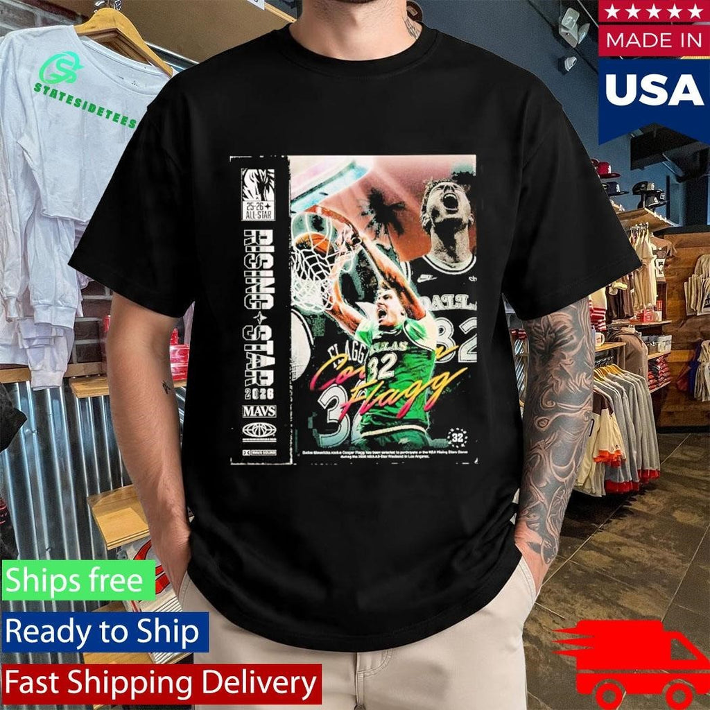 Cooper Flagg Rising Stars 2026 Dallas Mavericks Action Dunk Poster Unisex , , , Long Sleeve Tee