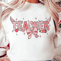 Coquette Bow Teacher Valentine Shirt Teaching Is Work Heart Valentine Shirt Teacher Shirt Valentine Teacher T-Shirts