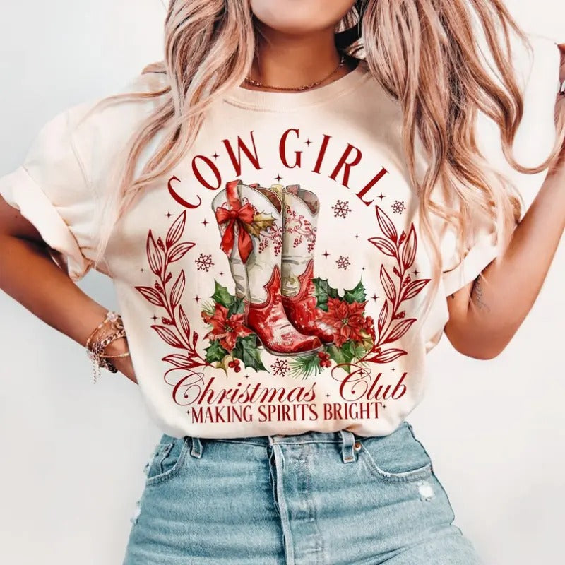 Cowgirl Club Shirt Season Small Town Girl Funny Retro Western T-Shirts