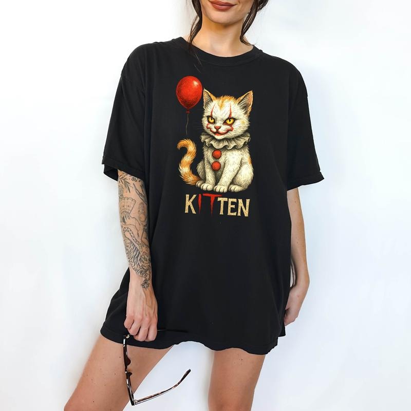 Creepy Kitten Funny Comfortable Shirt Hallowen T-Shirts