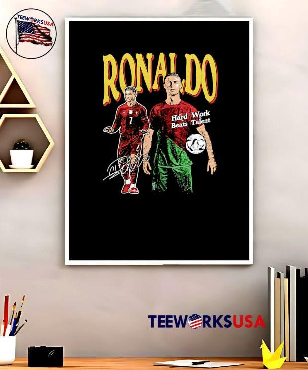 Cristiano Ronaldo Signature Hard Work Beats Talent Portugal T-Shirt