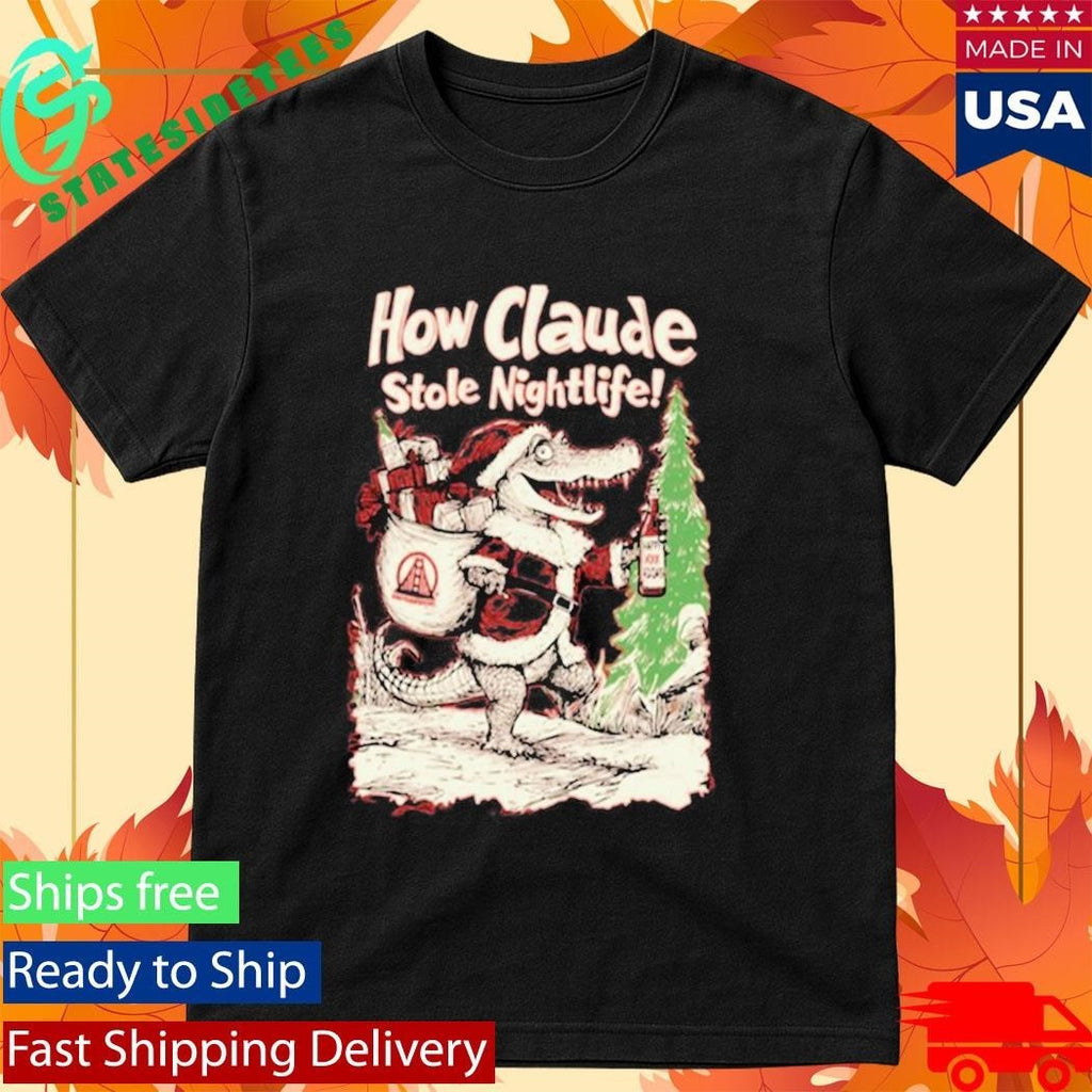 Crocodile How Claude Stole Nightlife Christmas Shirt Unisex , , , Long Sleeve Tee