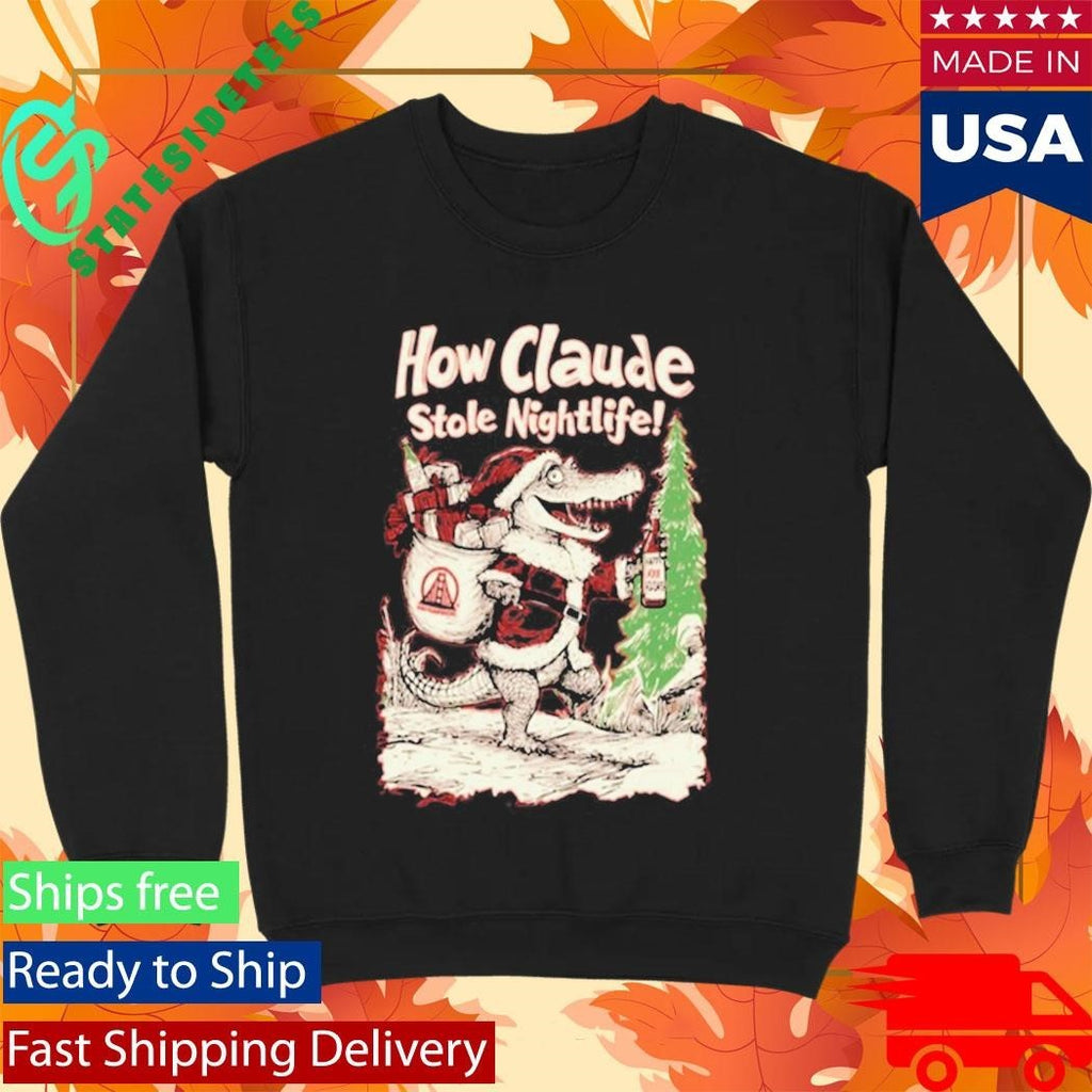 Crocodile How Claude Stole Nightlife Christmas Shirt Unisex , , , Long Sleeve Tee