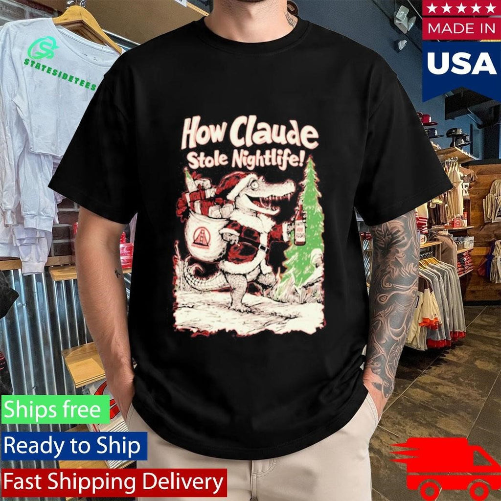 Crocodile How Claude Stole Nightlife Christmas Shirt Unisex , , , Long Sleeve Tee