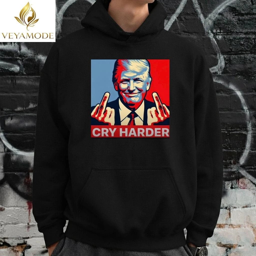 Cry harder Trump one finger tee Unisex , , , Long Sleeve Tee
