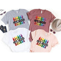 Customized Teacher Shirt Back School Shirt Kindergarten Teaching Shirt Personalized Name Teacher Shirt Crayon Teacher Shirt Teacher T-Shirts