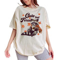 Cute But Feral Fall Raccoon Shirt Funny Raccoon Meme Trash Panda Printed Feral Autumn Raccoon Lover Comfy Short Sleeve Cute Tops Casual Womenswear Comfort Cotton Fabric Relaxed T-Shirts