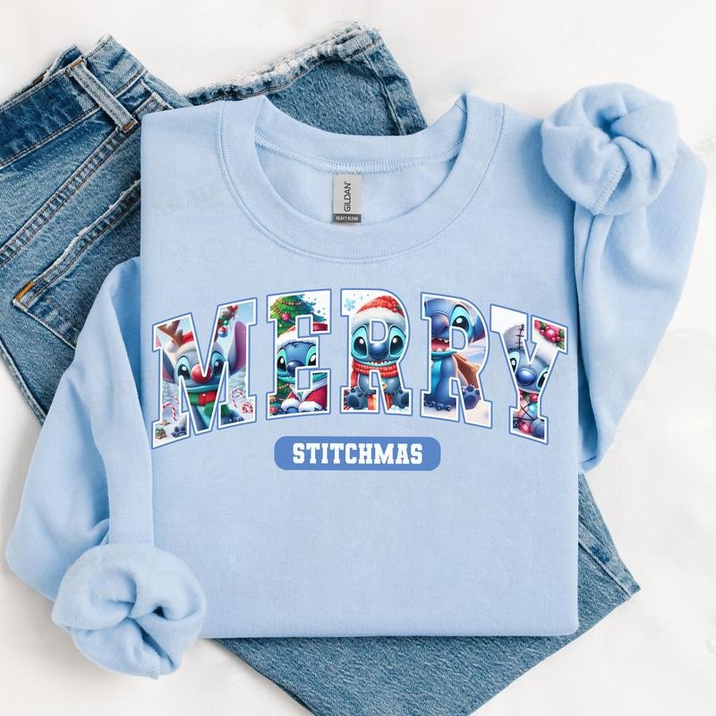 Cute Cartoon Merrymas Retro Xmas Cotton Fabric T-Shirts