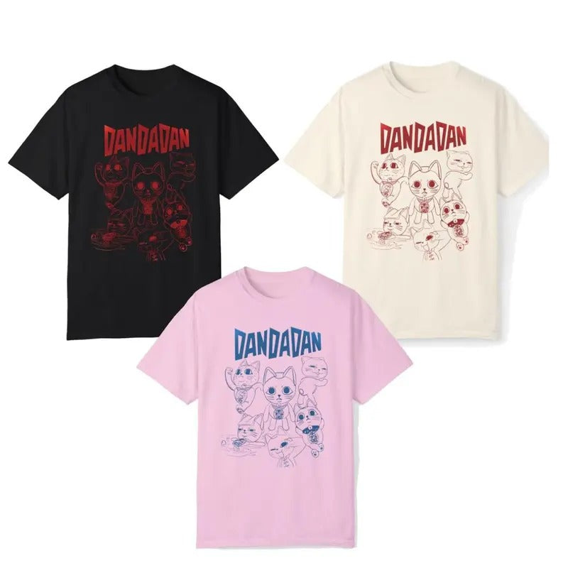 Dandadan Cat Anime Cute Funny Manga Turbo Granny Kawaii Shirt Humorous Top Unique Anime T-Shirts