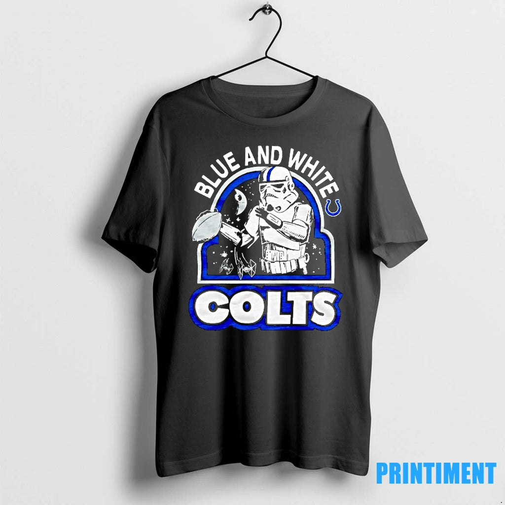Darth Vander Holding Football Indianapolis Colts Blue And White Tshirts Sweater
