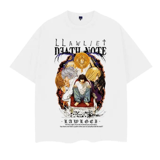 Death Note "L" Vintage Anime 100% Cotton Original Top Streetwear Casual Baggy Menswear T-Shirts