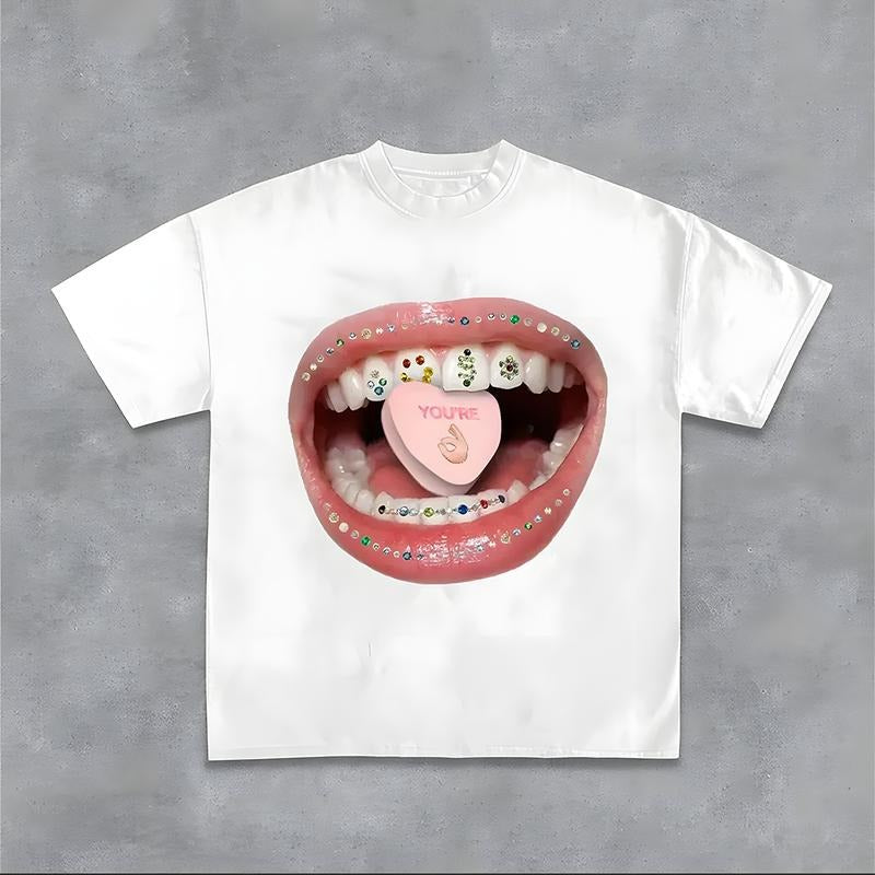 Diamond Grillz Pills Y2k Streetwear T-Shirts