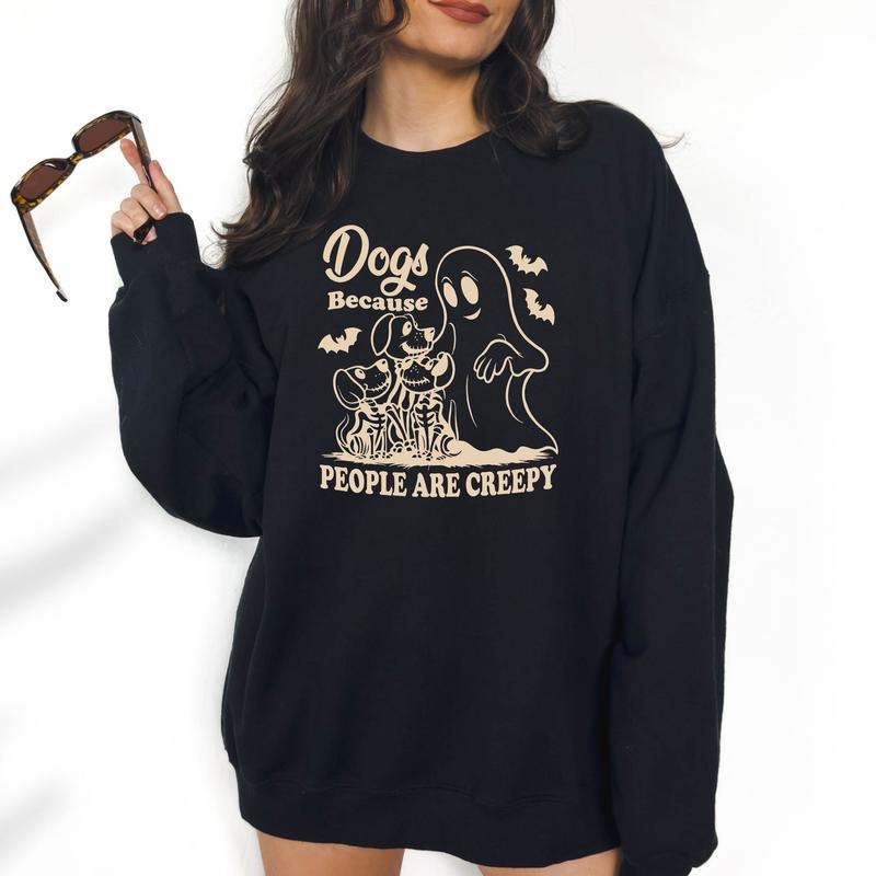 Dogs Because People Are Creepy Funny Funny Relaxed Fit Casual Hallowen T-Shirts