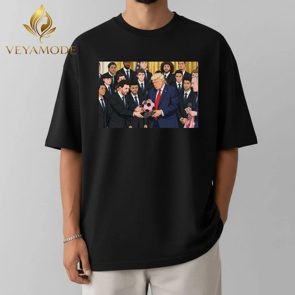 Donald Trump vs Messi and ball signature anime tee Unisex , , , Long Sleeve Tee
