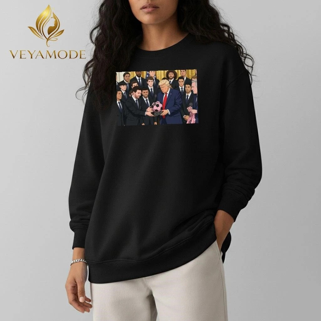 Donald Trump vs Messi and ball signature anime tee Unisex , , , Long Sleeve Tee