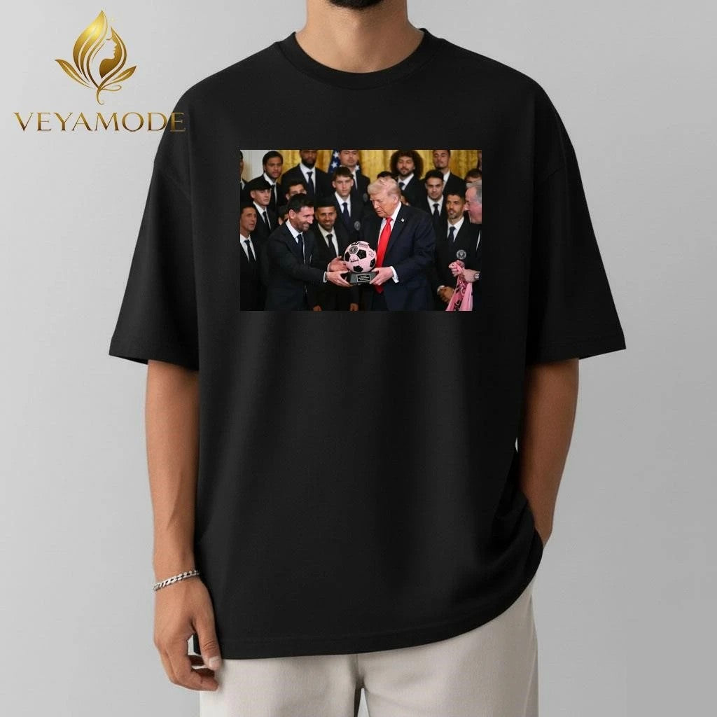 Donald Trump vs Messi and ball signature tee Unisex , , , Long Sleeve Tee