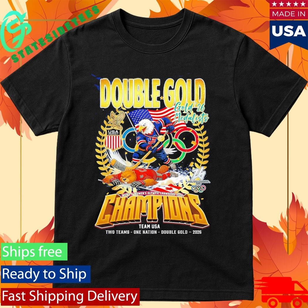 Double Gold 2026 Medalists Champions Team Usa Two Team One Nation Shirt Unisex , , , Long Sleeve Tee