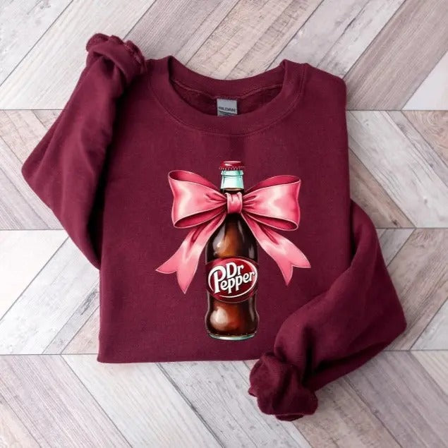 Dr Pepper Pink Bow Coquette Cute Pink Soda Drink Dr.Pepper Girly Dr Pepper Lover Soda Lover T-Shirts