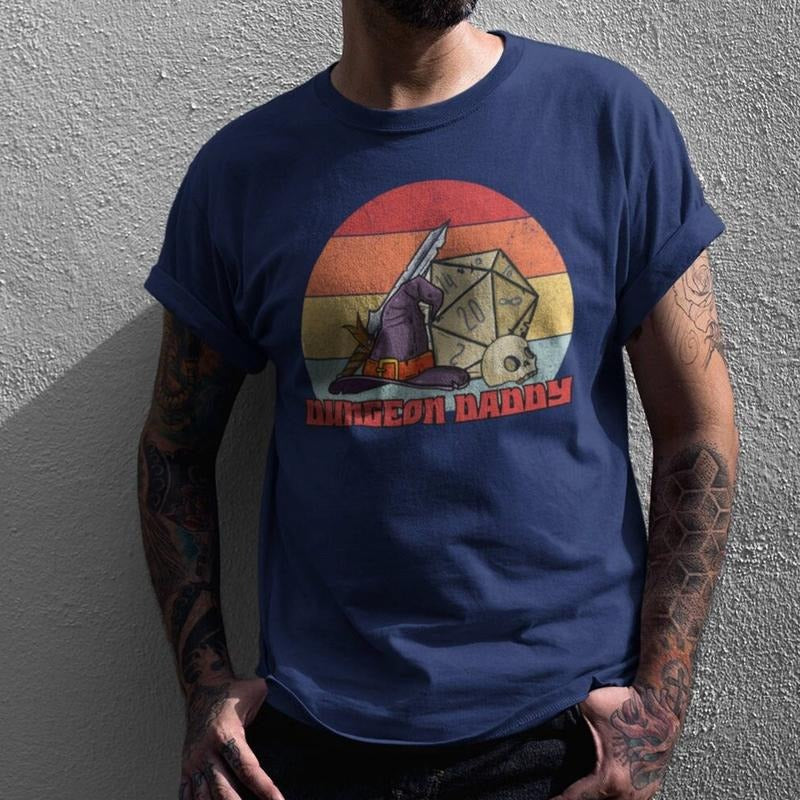 Dungeon Daddy Dnd Retro Critical Role Dungeon Master Player Dad T-Shirts