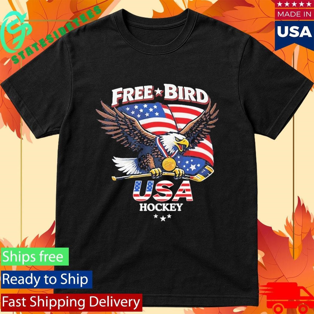 Eagle Free Bird Usa Hockey Shirt Unisex , , , Long Sleeve Tee