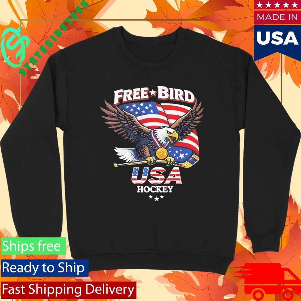 Eagle Free Bird Usa Hockey Shirt Unisex , , , Long Sleeve Tee