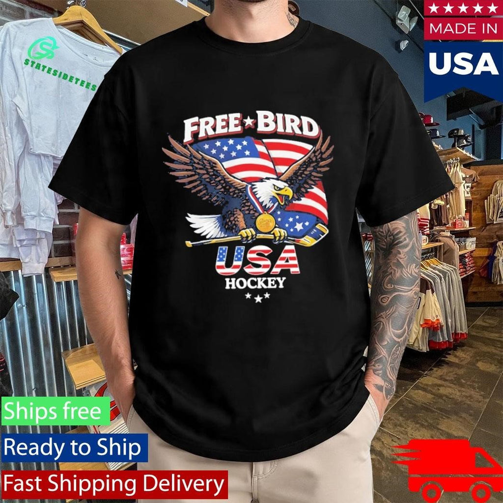 Eagle Free Bird Usa Hockey Shirt Unisex , , , Long Sleeve Tee
