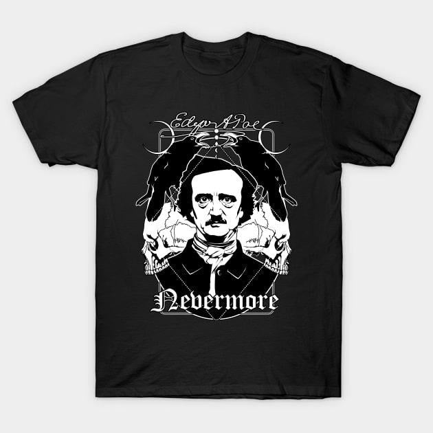 Edgar Allan Poe Poem Quote Nevermore Crow Gothic Literature Vintage Shirt T-Shirts