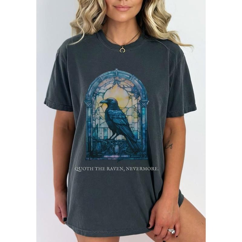 Edgar Allan Poe Shirt Raven Edgar Allen Poe Quoth Raven Nevermore Whimsigoth Bookish Poet Shirt Dark Academia T-Shirts
