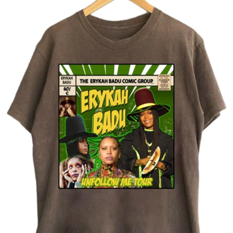 Erykah Badu Comic Shirt Erykah Vintage 90s Music Baduizm Mama'S Gun Soul Music Shirt T-Shirts