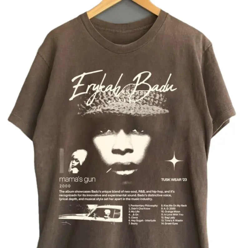 Erykah Badu Shirt Music Album Shirt Erykah Tour Shirt Top Cotton Fabric T-Shirts
