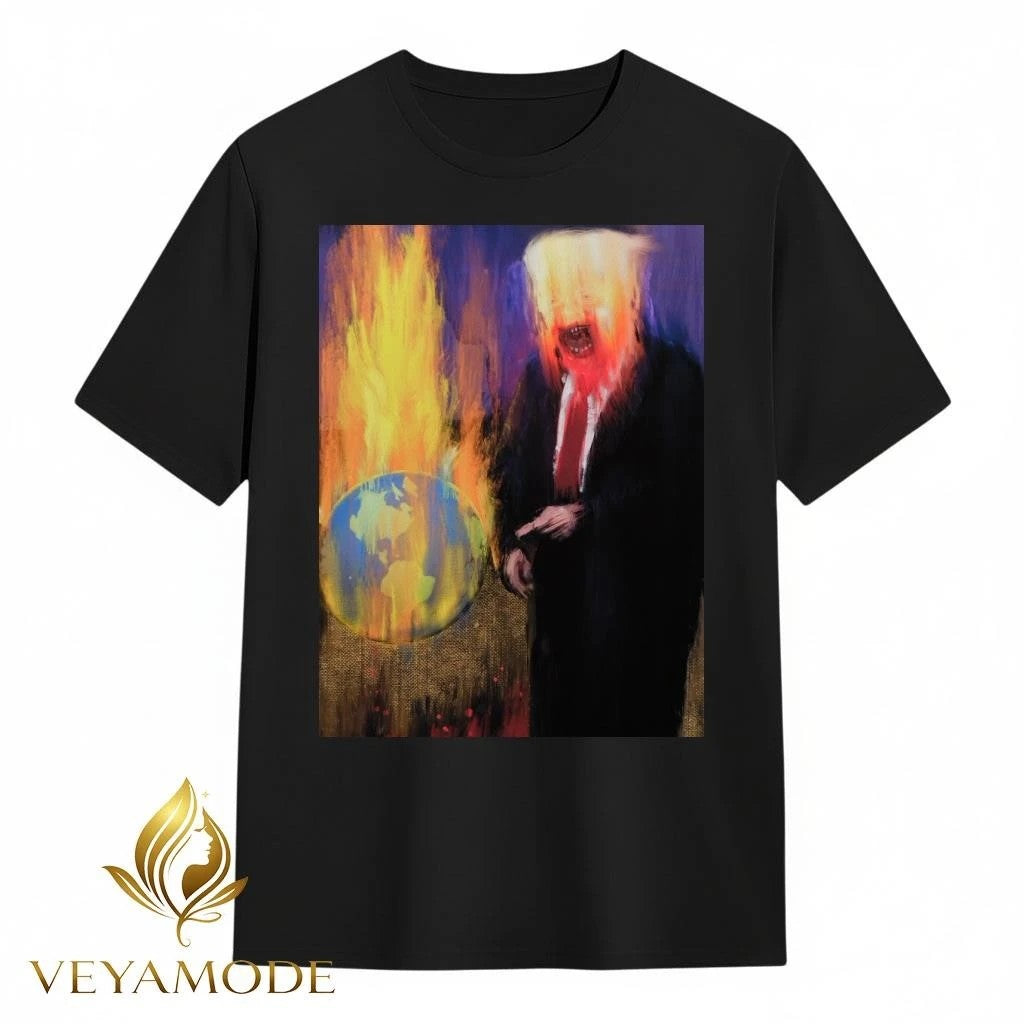Evil Trump and Earth fire tee Unisex , , , Long Sleeve Tee