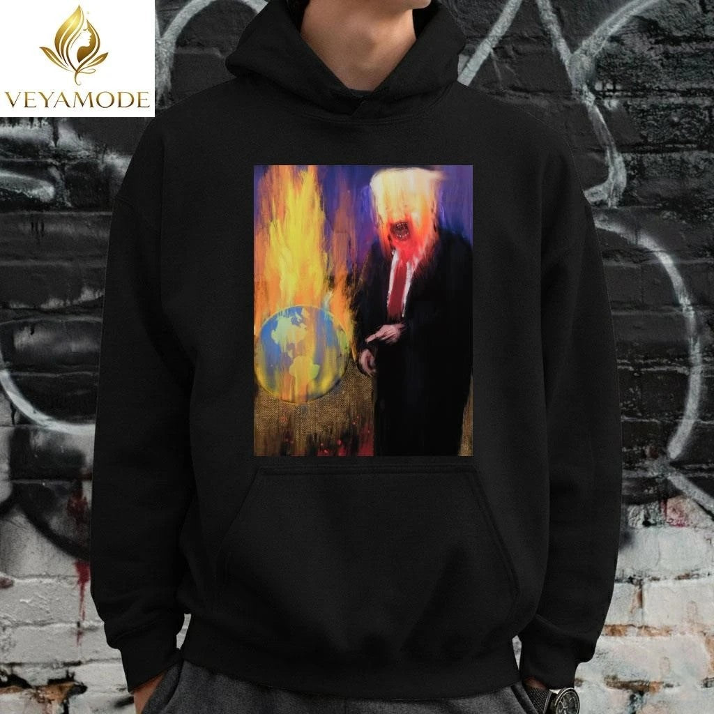 Evil Trump and Earth fire tee Unisex , , , Long Sleeve Tee
