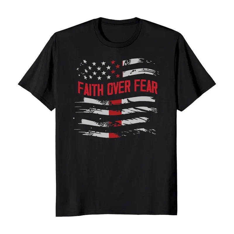 Faith Over Fear American Flag Patriotic T-Shirts