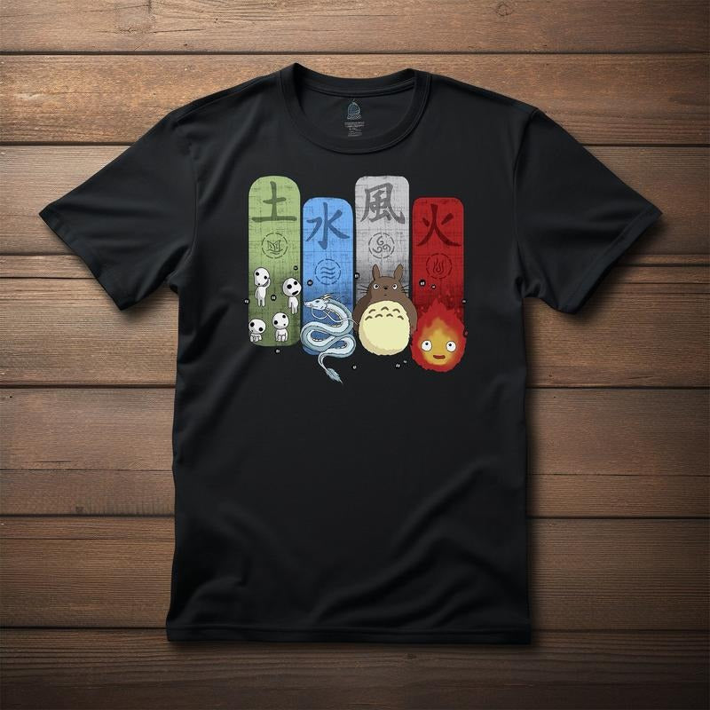 Fantasy Forest Elements Japan Anime Movie Fan Shirt Anime T-Shirts