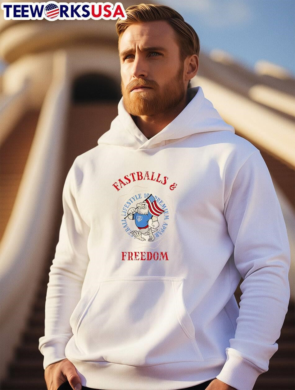 Fastballs & Freedom Eagle Lifestyle Premium Apparel Baseball T-Shirt