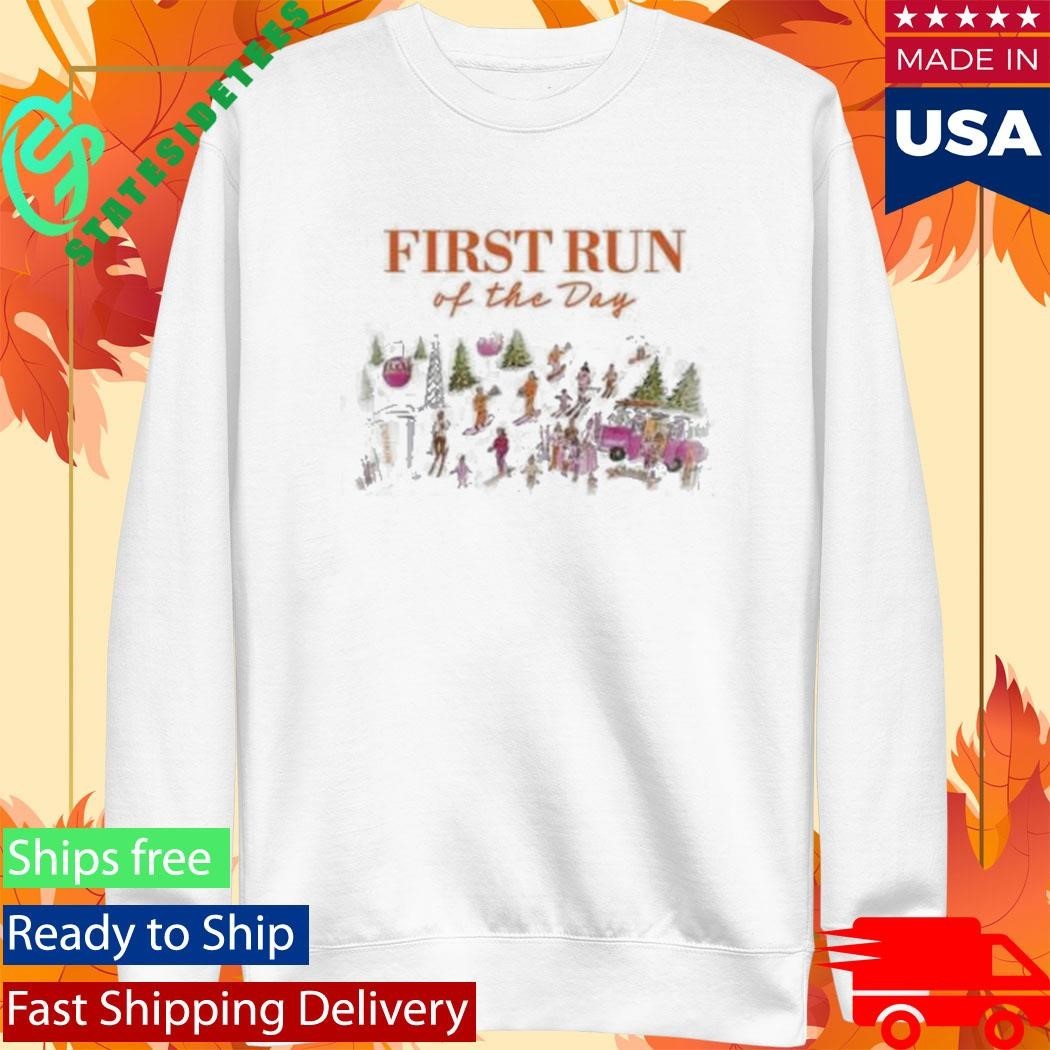 First Run Of The Day Ski Graphic Shirt Unisex , , , Long Sleeve Tee